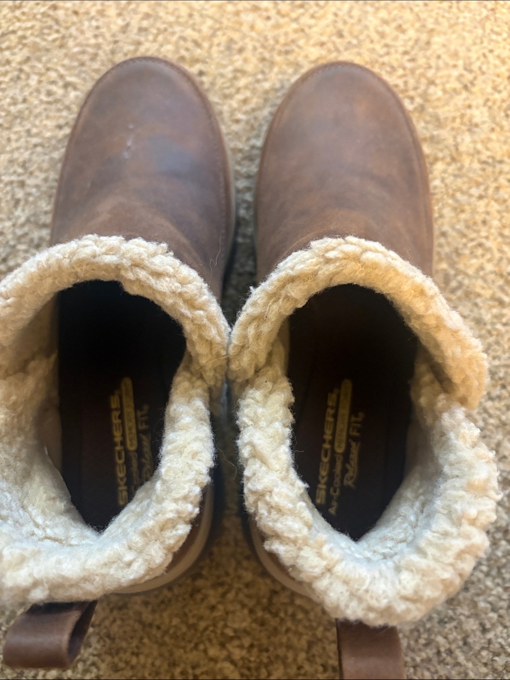 Women’s Skechers Brown Sherpa-Lined Slip-On Boots - Picture 3 of 9